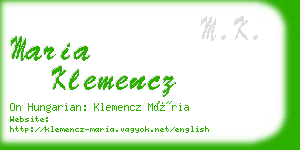 maria klemencz business card